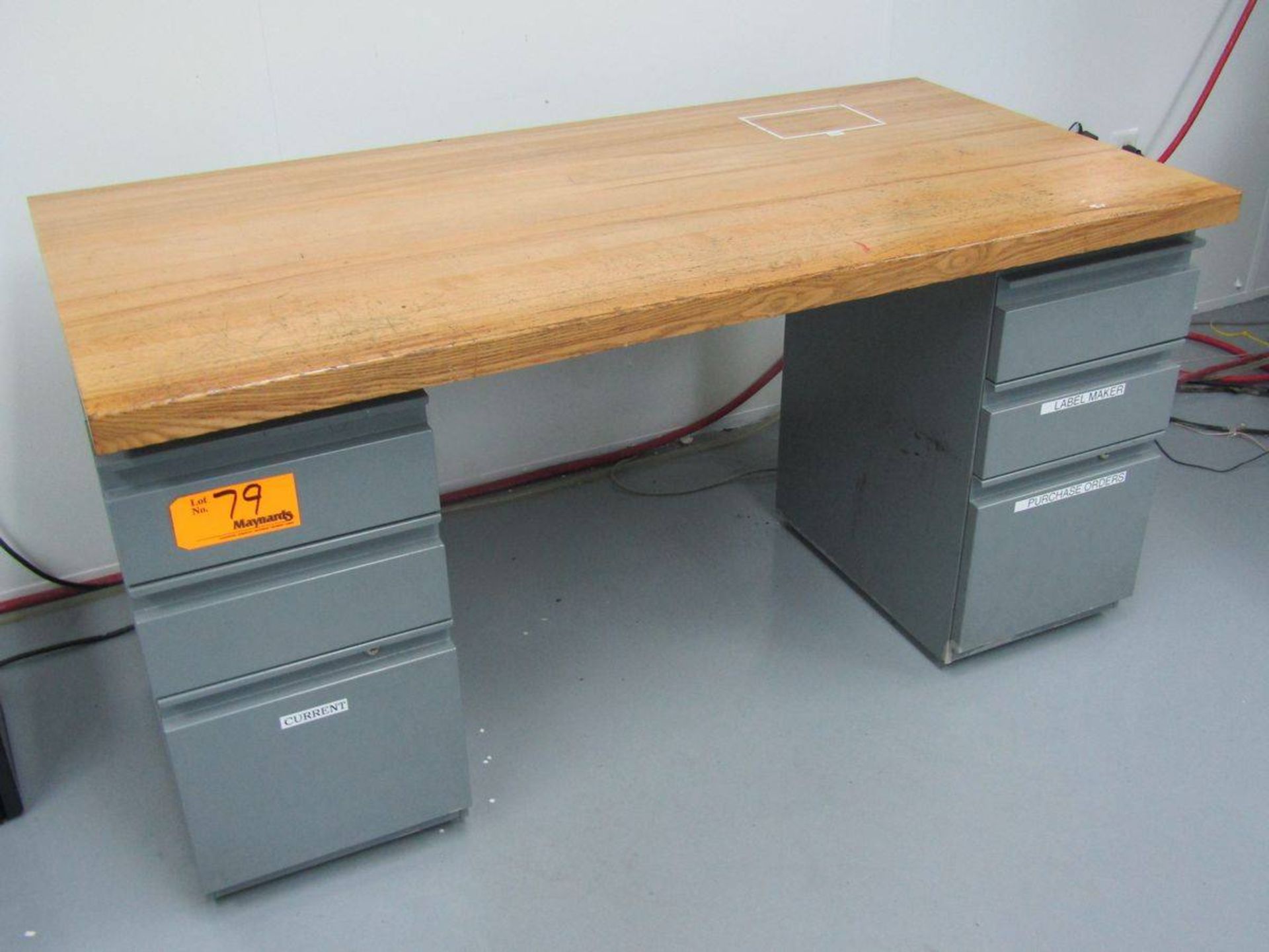 6-Drawer Desk w/ Butcher Block Wood Top