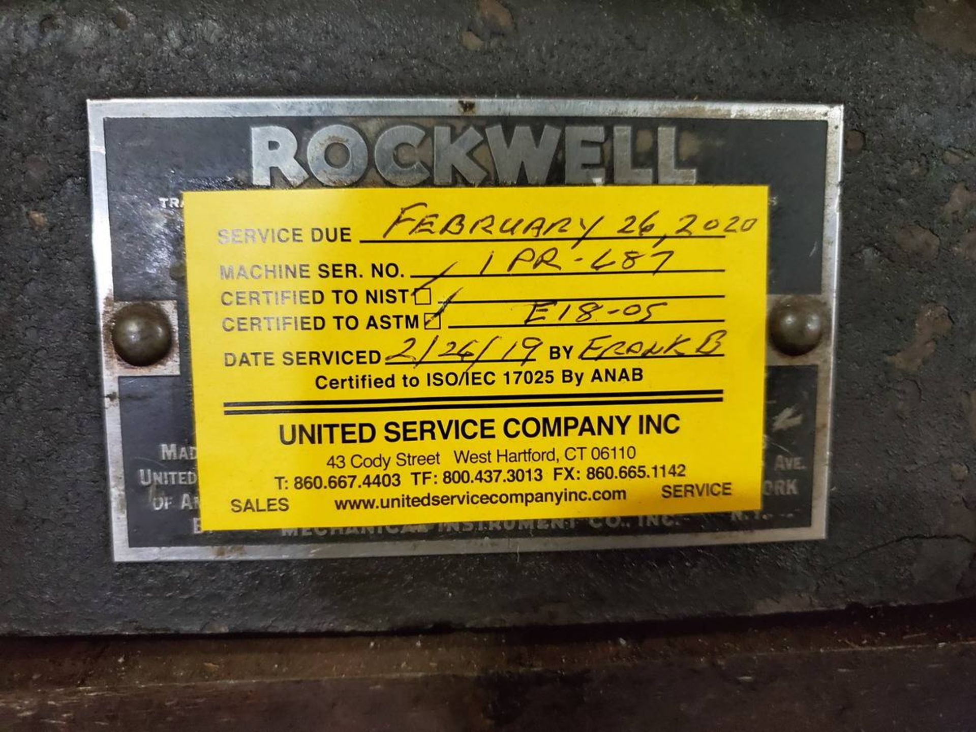 Rockwell 1PR Hardness Tester - Image 5 of 6