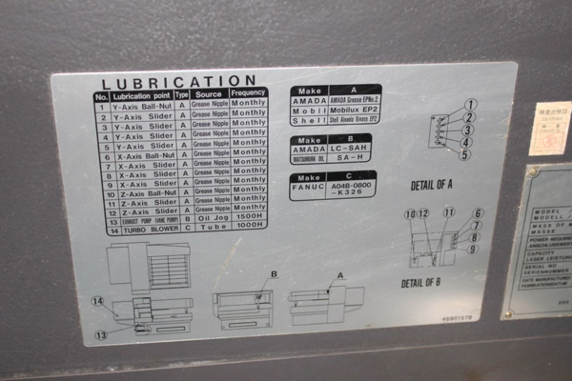 2011 Amada Quattro CNC Laser Cutting Machine 2,000 Watt x 49" x 49" x 3.9", Mdl: Quattro , S/N: - Image 19 of 33