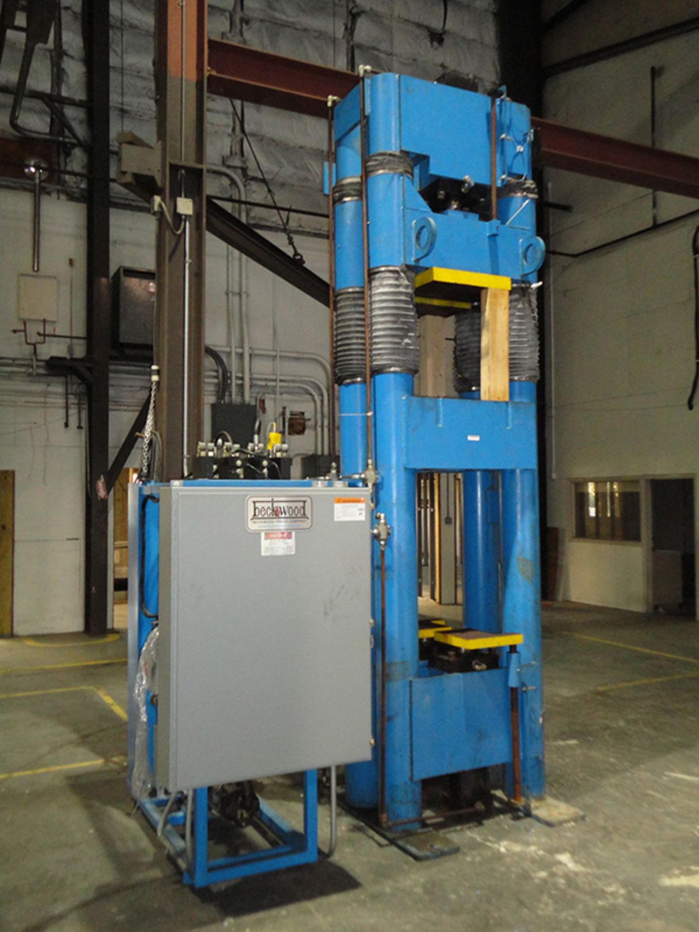 2002 Beckwood Four Post Hydraulic Powder Compaction Press (Up & Down Acting) | 110-Ton x 12" x 12" x