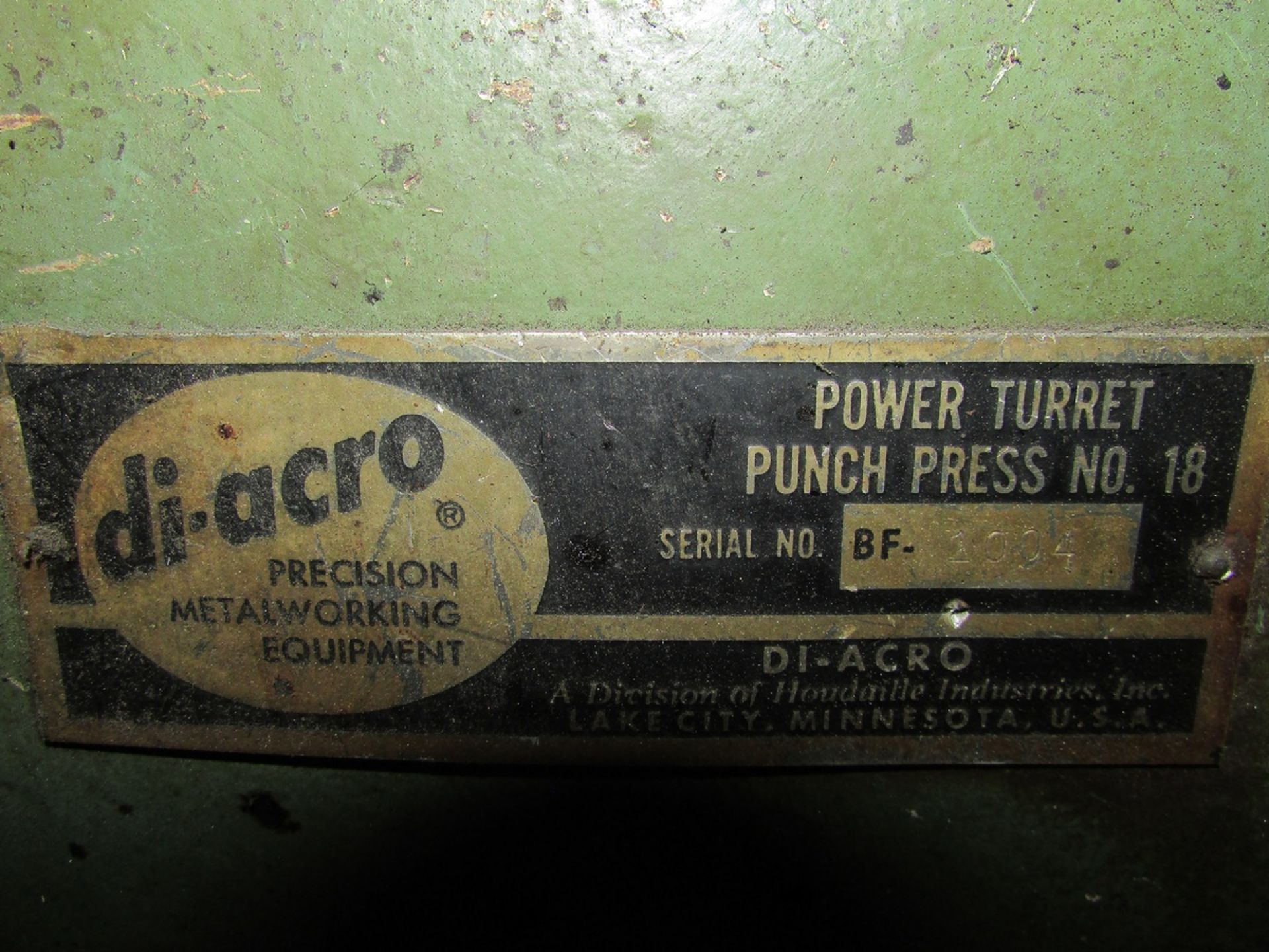 Di-Acro No. 18 7-1/2 Ton Turret Punch Press, 18- Punch Turret, 2" Hole 16 Ga Capacity, 19" Throat, - Image 12 of 12