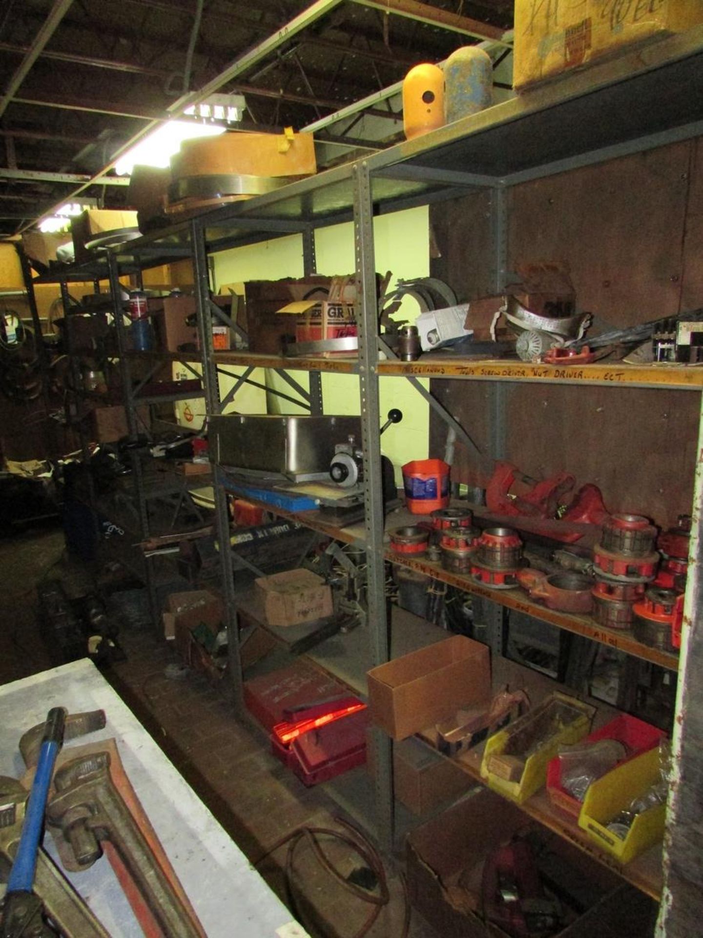 Contents of Tool Room, To Include Adjustable Shelving Units, Assorted Hand Tools, Pipe Wrenches,