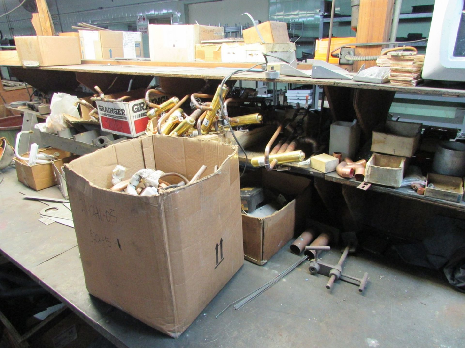 76"x180" Wood Work Stations, with (3) Shelving Units with Contents. To Include Hand tools, Brazing - Image 3 of 26