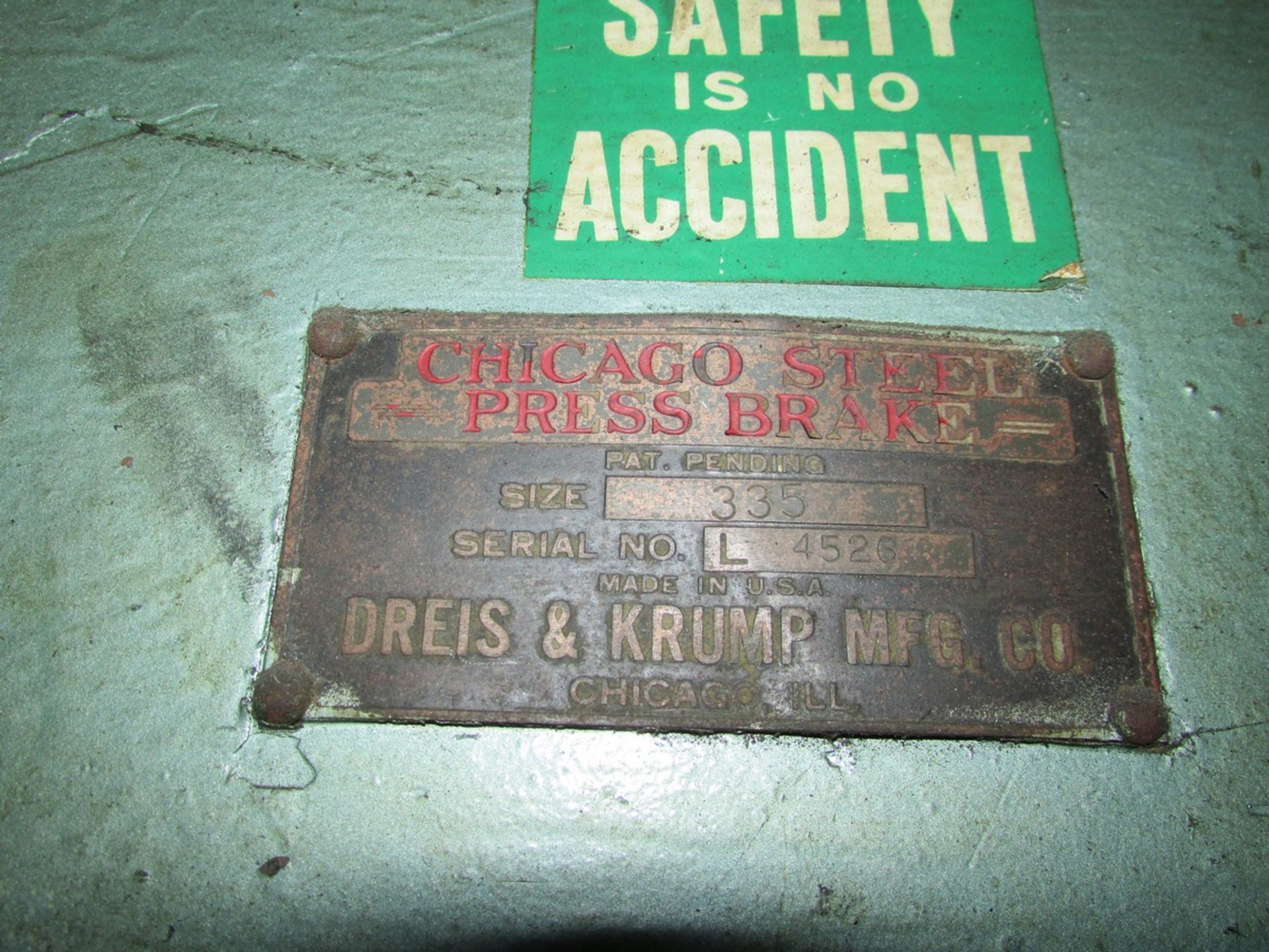 Chicago Dreis & Krump 335 25 Ton Capacity 6' Mechanical Press Brake, 61" Between Housings, 2" - Image 15 of 15