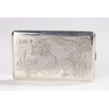 Chinese silver cigarette case, the case engraved with a dragon, stamp to the interior CK 90