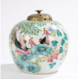 18th Century Chinese vase, of ovoid form with enamel decoration depicting birds and butterflies in a