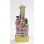 19th Century Chinese figure, depicting an immortal wearing a dragon decorated kimono and holding a