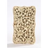 Chinese Canton Tongzhi period card case, the ivory card case intricately carved to the front with