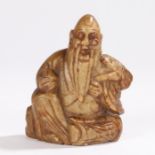 Chinese soapstone carved figure, of a bearded figure, 9.5cm high