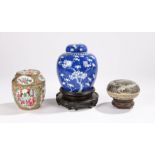 Chinese porcelain, to include a 19th Century Canton porcelain barrel shaped container, 12cm high,