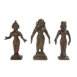 Three bronze Hindu figures, two female and one male, tallest 8.5cm (3)