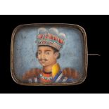 Mid 19th Century Indian miniature head and shoulder portrait of a regal gentleman wearing a