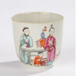 Qianlong period Chinese porcelain beaker cup decorated with a family group in a garden with a