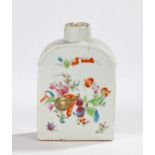 18th Century Chinese porcelain tea flask, the body decorated with fruit and flowers, 12.5cm high