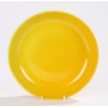 Early 20th Century Chinese porcelain yellow glazed saucer dish, with five star / planet mark to