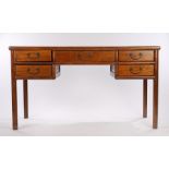 19th Century Chinese padouk desk, the rectangular top above five drawers to the base on rounded