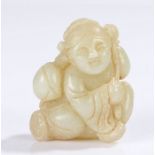 Chinese jade figure, of a lady carrying fruit, 5cm high