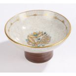 Royal Copenhagen porcelain stem cup, with a stylised internal leaf design and crackle glaze, the