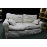 John Lewis three seater settee, upholstered in an off-white fabric