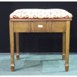 Mahogany piano stool with a hinged top