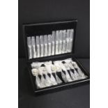 40 piece canteen of stainless steel cutlery, housed in a black ash case