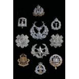 British Army cap badges from different periods, Highland Light Infantry, Suffolk Regiment, The