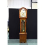 Fenclocks 19th century style mahogany grandmother clock, the signed dial with Roman numerals to