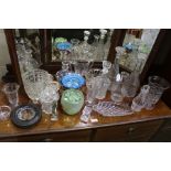 Glassware, to include decanters, vases, dishes, glasses, etc. (qty)