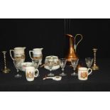 Mixed lot of china, glasses and metal ware, (Qty)
