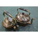 Two vintage copper kettles, (2)