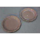 Pair of J & G Meakin Rosa chargers, with scalloped borders, 33cm diameter (2)