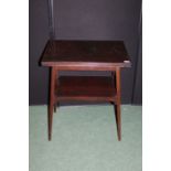 Edwardian mahogany card table, with rectangular folding top opening to reveal a green baize lined