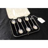 Set of six George V silver coffee spoons, Sheffield 1933, maker Emile Viner, the spoons with black