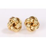 Pair of 18 carat gold earrings, twist design, 3.3 grams