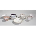 Collection of tea bowls, saucers and a cup. To include a Derby example, Worcester example etc.(9)