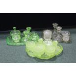 Three moulded glass dressing table sets (3)