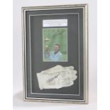 Signed Bernard Langer photo and golf glove, in a box frame