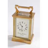 Gilt brass carriage clock, signed to the dial Charles Frodsham London, presentation inscription to