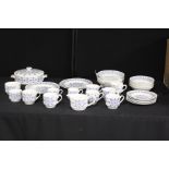 Midwinter Valencia pattern dinner and tea service, consisting of seven teacups, two coffee cups,