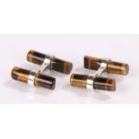 Pair of silver and tigers eye cufflinks