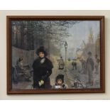 Print "Spring Morning, Haverstock Hill" original by Sir George Clausen, in a dark stained frame,