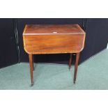 19th Century Pembroke table, with satin wood crossbanded drop flap top and a single drawer to the