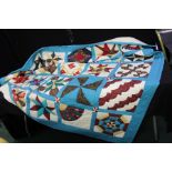 Patchwork quilt, with panels of various designs, 180cm x 195cm