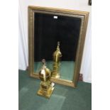 Bevelled wall mirror in a gilt frame, 87cm x 62cm, brass reading lamp (2)