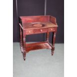 Victorian washstand, with a gallery back above a bowl slot and drawers, 75cm wide