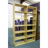 Beech veneered open bookcase with twelve open recesses, 145cm x 224cm