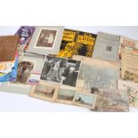 Ephemera, to include Victorian Christmas cards, a Christmas card case, Ludo and Snakes and Ladders