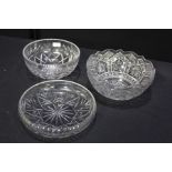 Three moulded glass fruit bowls, the largest 26cm diameter (3)
