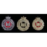 An officers field service cap badge to the Suffolk Regiment, three loops to the reverse, together