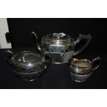 Philip Ashberry & Sons Sheffield plated three piece tea set, consisting of teapot, milk jug and